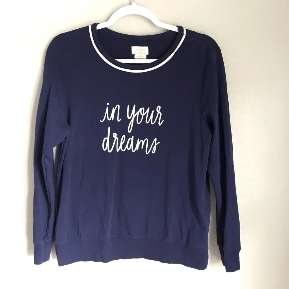 Kate Spade In Your Dreams PJ Top size Medium in Navy blue